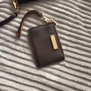 Michael Kors Dark Brown Wristlet with Gold Hardware